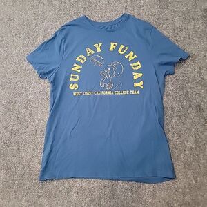 Goodfellow Co Blue Graphic Vintage Collegiate Football TShirt Snoopy Size L